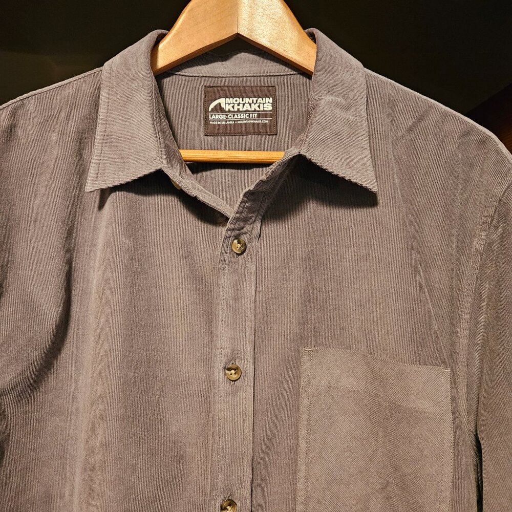 Mountain Khakis Men's Classic Fit Gray Corduroy Button Up Shirt - Size Large
